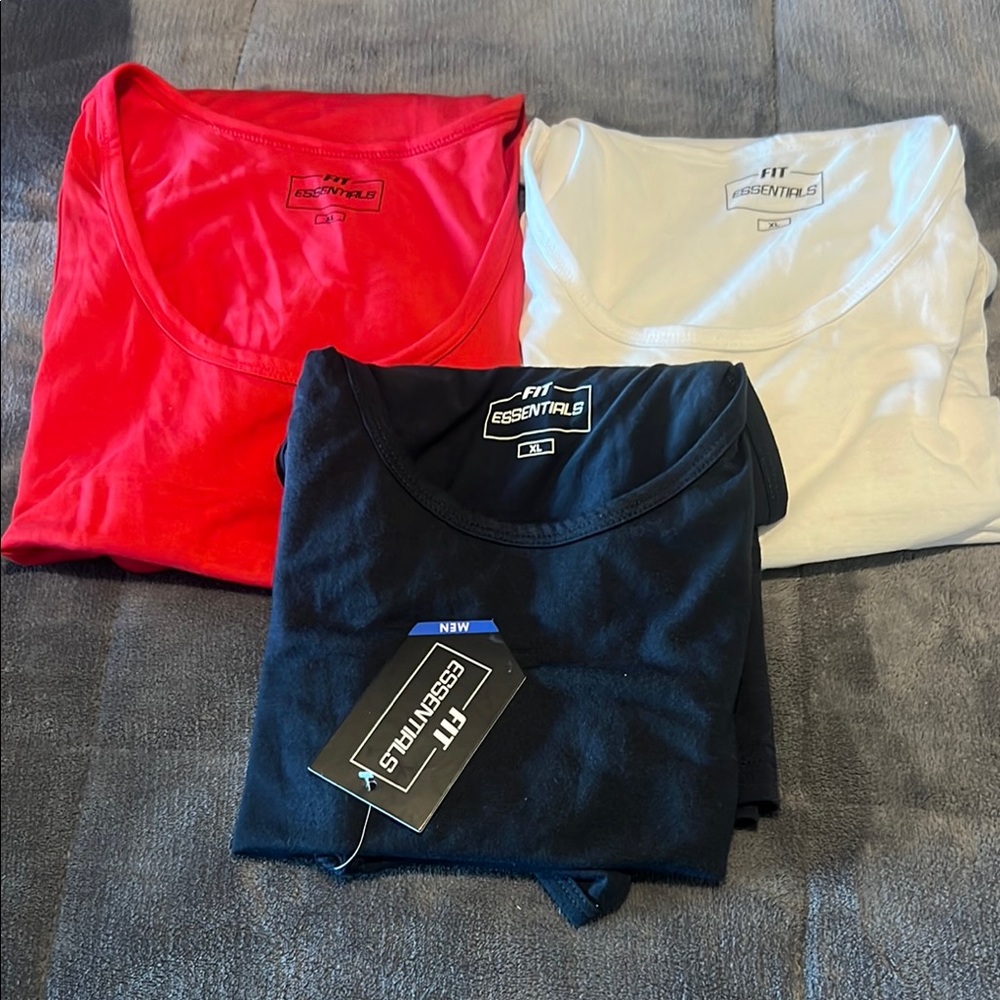3 Essentials Men's Tank Tops - Red, Navy Blue, White